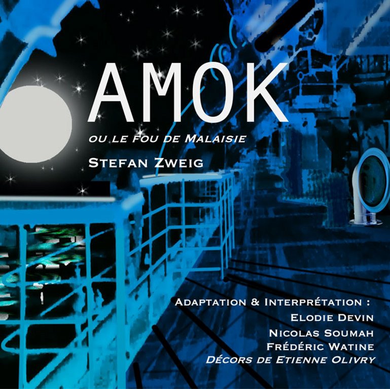 1922, la nuit sur un paquebot : le devoir, la passion et la folie. 

Amok ou le fou de la Malaisie, publié pour la première fois il y a près de 100 ans, est une nouvelle qui transcende les époques. Dans cette histoire, Zweig vous transporte dans la psyché d'un médecin isolé en Malaisie, dévoré par une passion interdite, jusqu'à sombrer dans la folie.
Ce qui rend cette pièce si remarquable, c'est sa pertinence intemporelle. En 2023, les thèmes qu'elle explore résonnent encore avec notre réalité contemporaine. La quête d'amour et de désir, les tourments de la passion, les conflits intérieurs sur le devoir sont autant de sujets universels qui continuent à hanter l'humanité.
Dans un monde où les frontières se brouillent, "Amok ou le fou de la Malaisie" interpelle la fragilité de l'âme humaine.

De Stefan Zweig - adaptation et mise en scène Frédéric Watine.
Durée du spectacle : 1h15
Avec Elodie Devin, Nicolas Soumah, Frédéric Watine